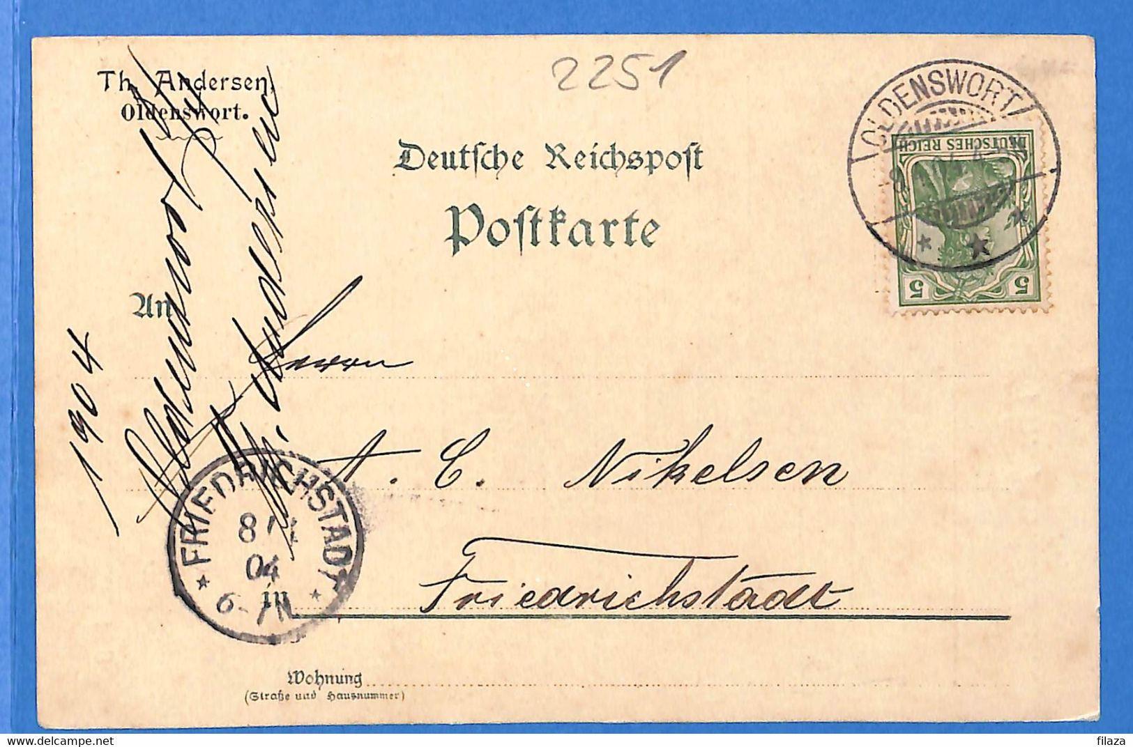 Allemagne Reich 1904 Carte Postale De Oldenswort (G15855) - Cartas & Documentos