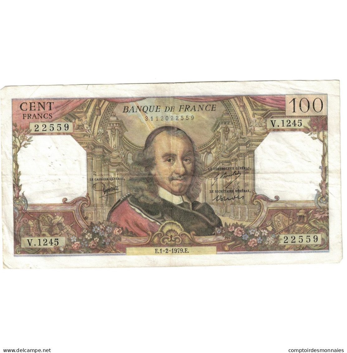 France, 100 Francs, Corneille, 1979, W.1245, TB+, Fayette:65.65, KM:149f - 100 F 1964-1979 ''Corneille''