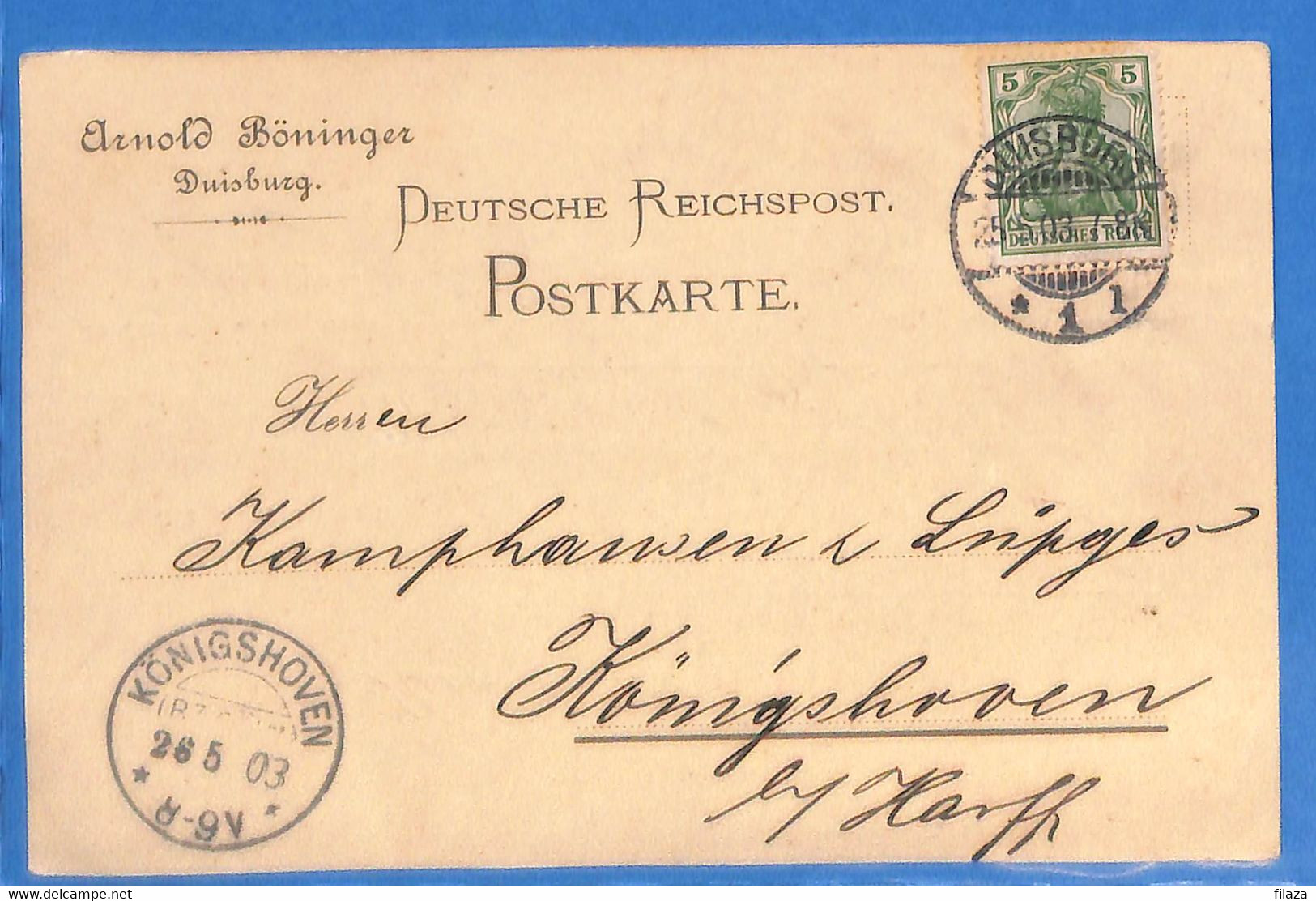 Allemagne Reich 1903 Carte Postale De Duisburg (G15860) - Cartas & Documentos