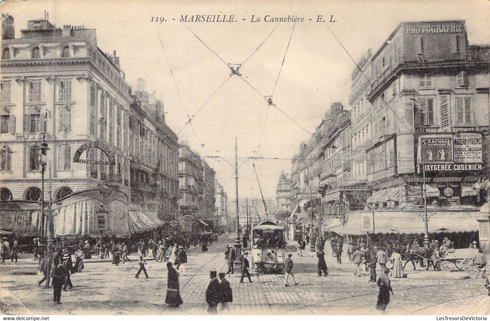 FRANCE - 13 - MARSEILLE - La Cannebière - EL - Carte Postale Ancienne - Canebière, Centro