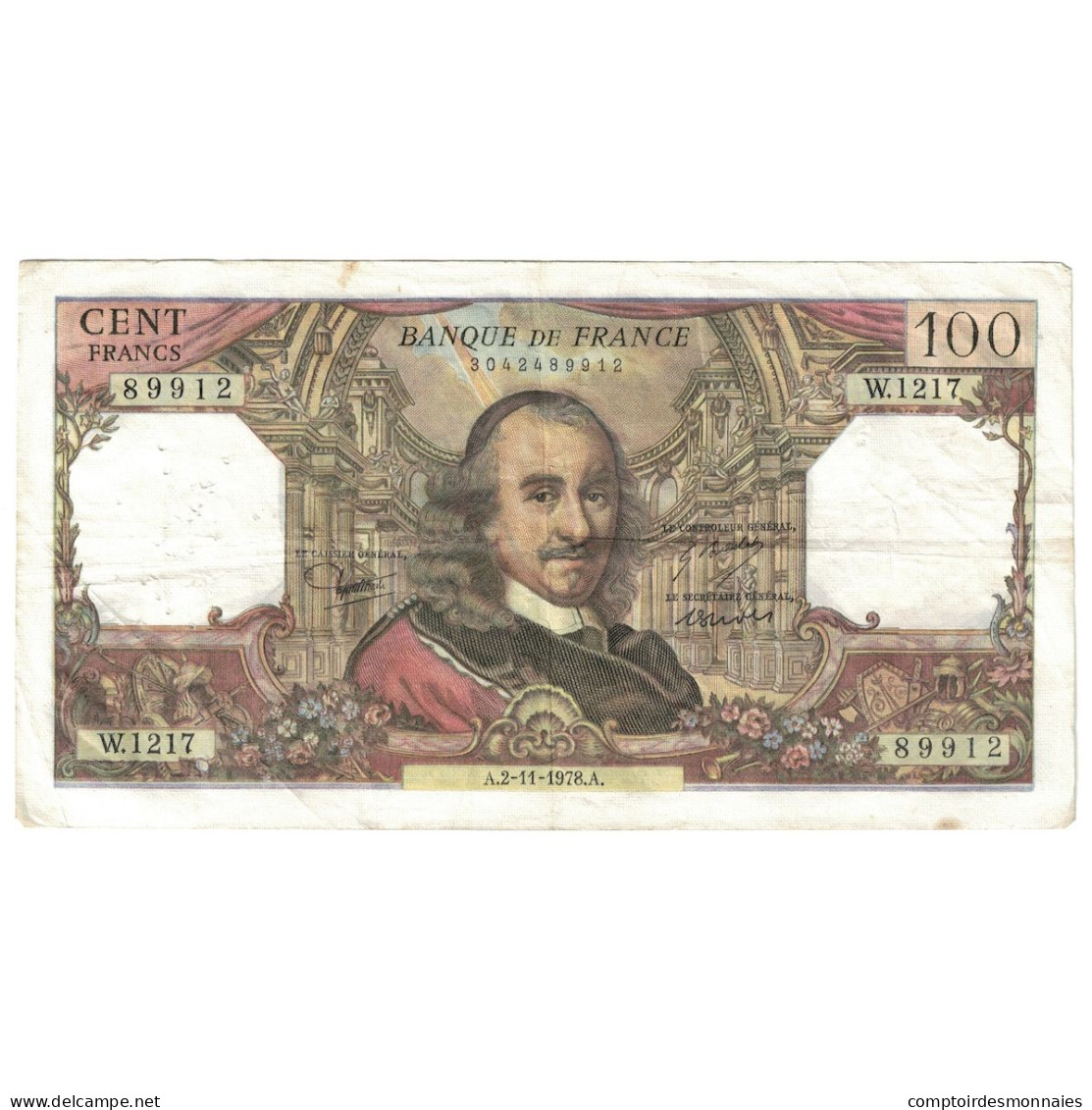 France, 100 Francs, Corneille, 1978, W.1217, TB+, Fayette:65.64, KM:149f - 100 F 1964-1979 ''Corneille''