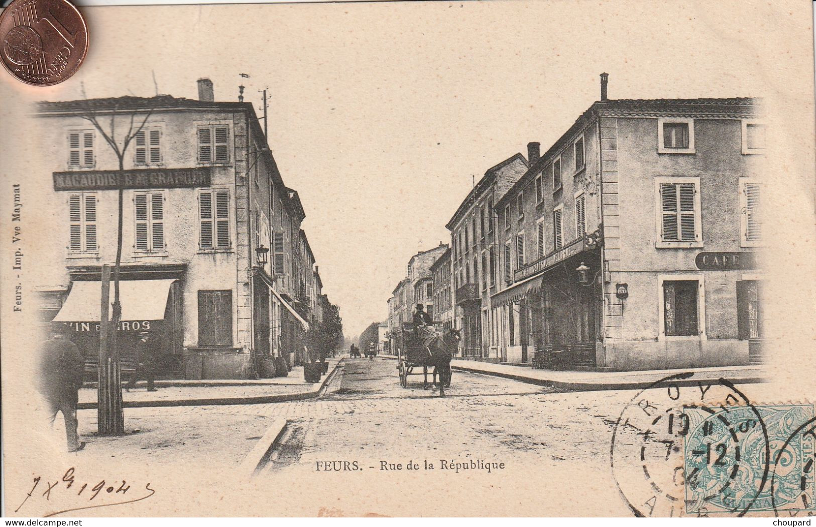 42 -  Carte Postale Ancienne De  FEURS  Rue De La République     ( Dos Simple 1904 ) - Feurs