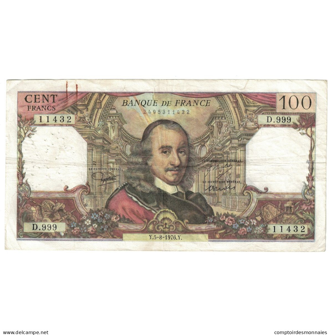 France, 100 Francs, Corneille, 1976, D.999, TB+, Fayette:65.54, KM:149f - 100 F 1964-1979 ''Corneille''