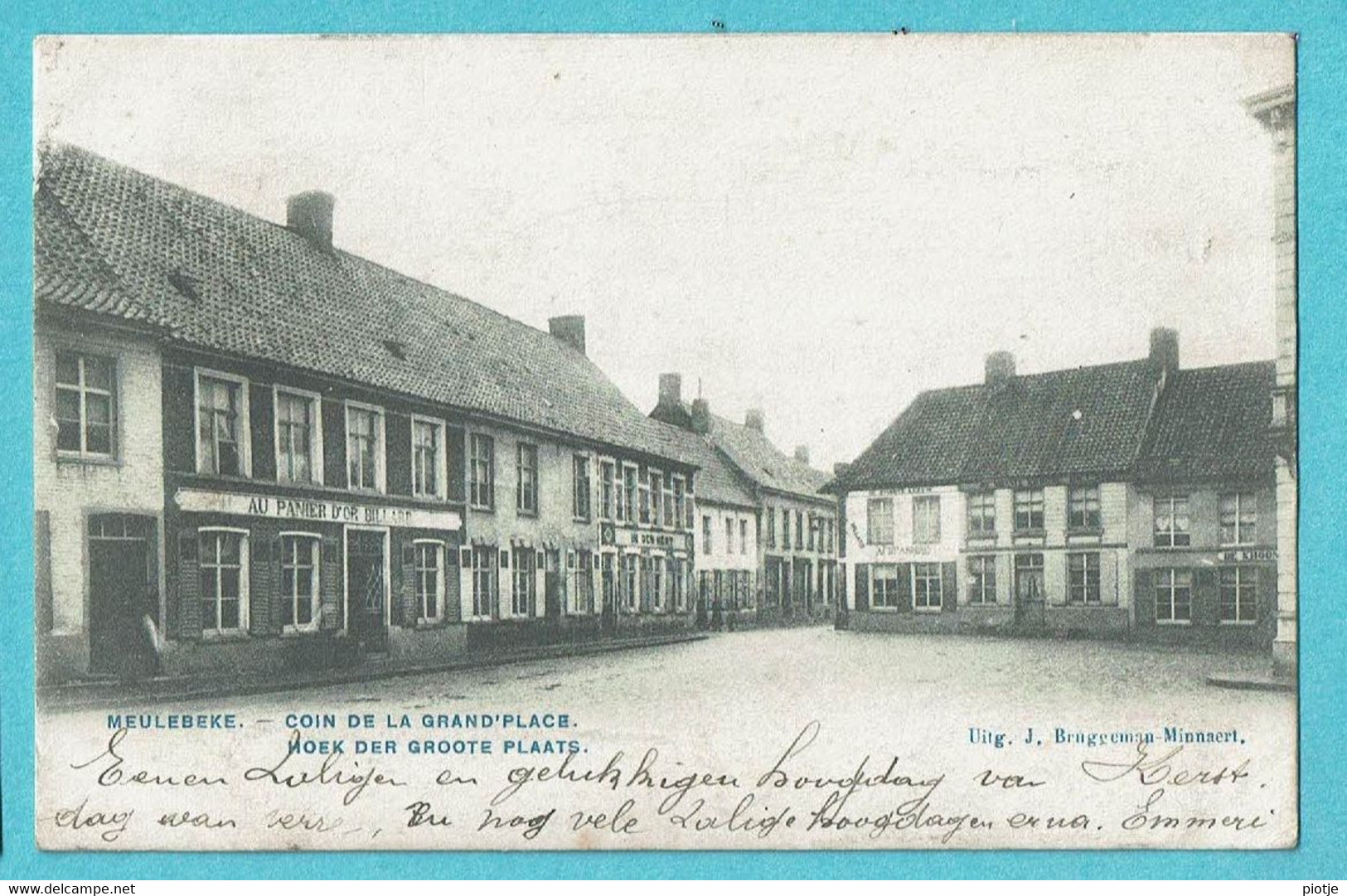 * Meulebeke (West Vlaanderen) * (Uitg J. Bruggeman - Minnaert) Coin De La Grand'Place, Café Au Panier D'or, Unique, TOP - Meulebeke