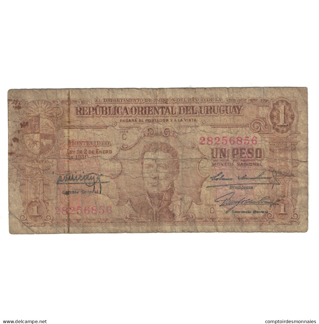 Billet, Uruguay, 1 Peso, 1939, KM:35b, B+ - Uruguay