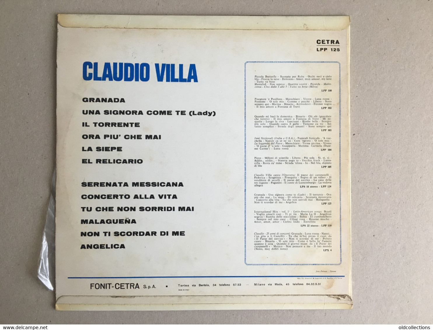 Schallplatte Vinyl Record Disque Vinyle LP Record - Claudio Villa Edition Torino Italian Music Milano - Altri - Musica Italiana