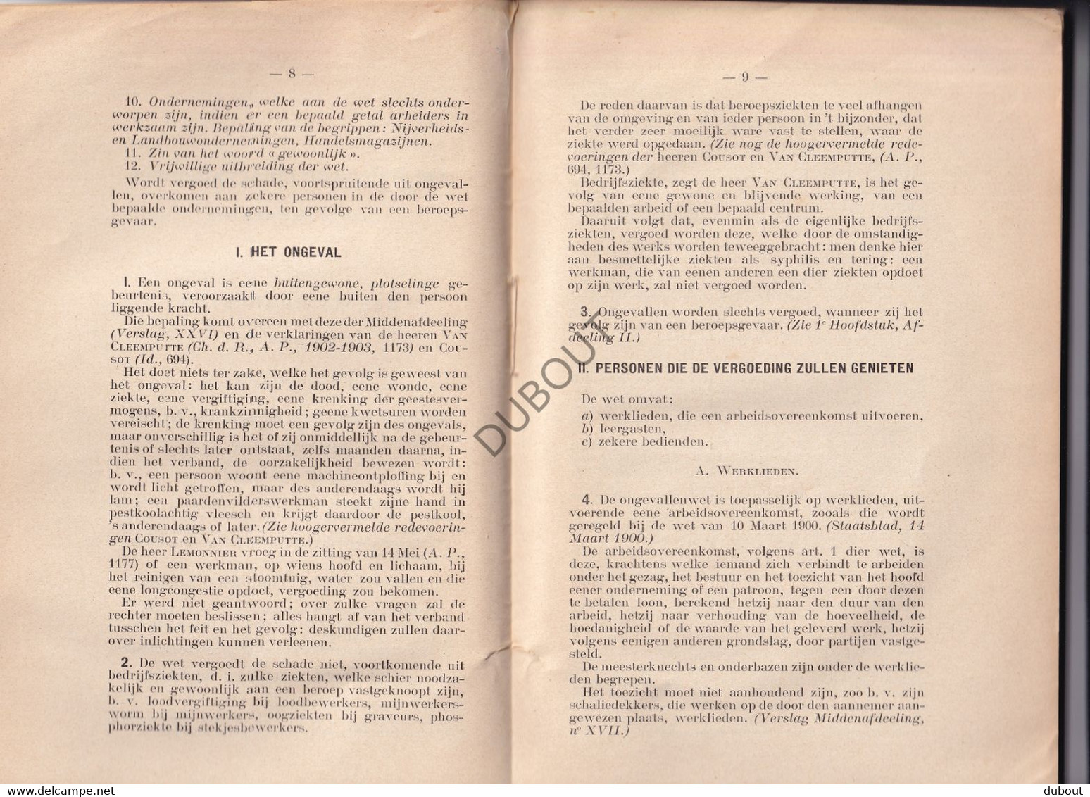 Dendermonde/Kortrijk - De Belgische Ongevallenwet - W. Van Eeckhout - L. Dosfel - 1906 (V2303) - Oud