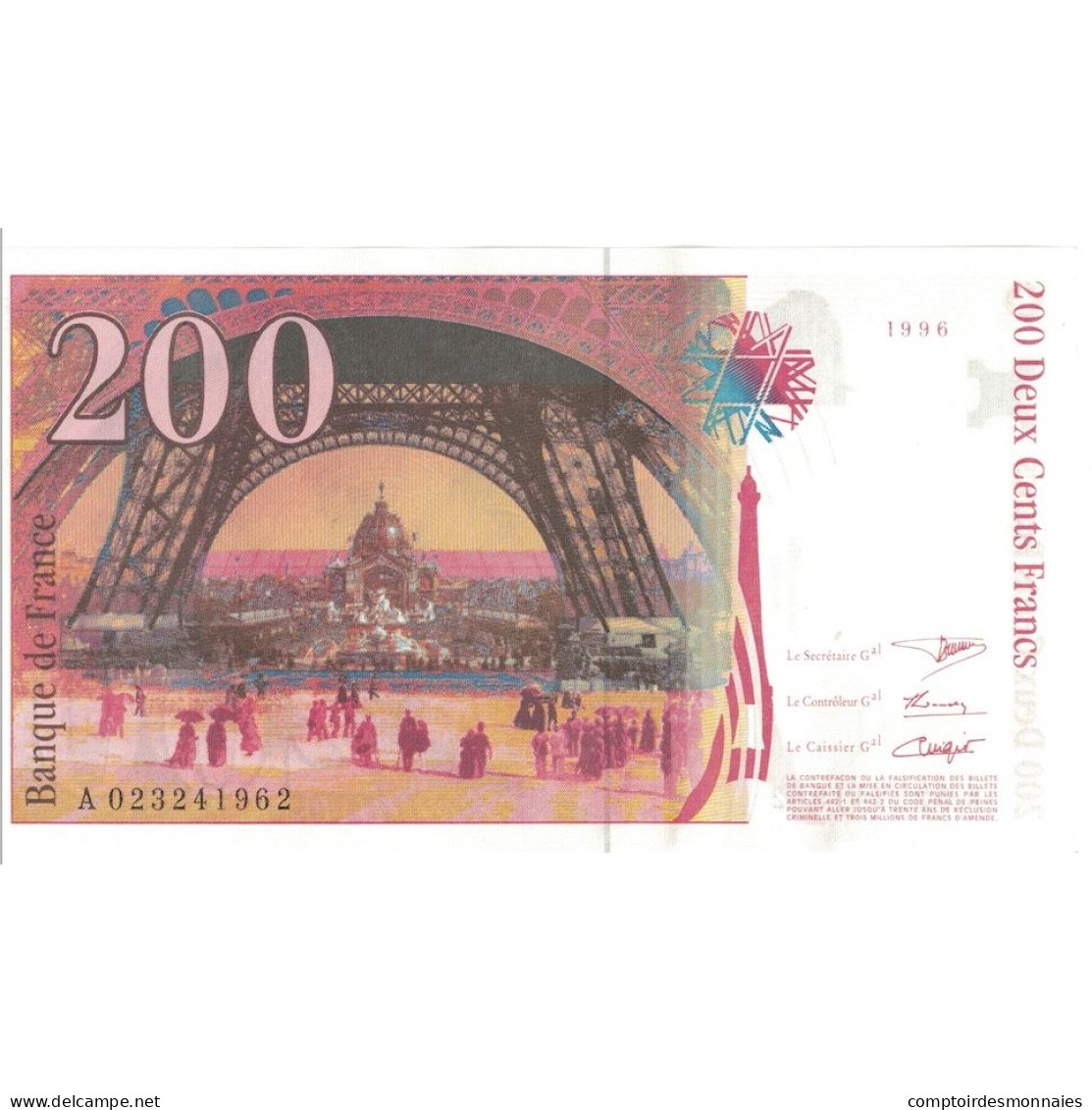 France, 200 Francs, Eiffel, 1996, A.023, SPL+, Fayette:75.2, KM:159a - 200 F 1995-1999 ''Eiffel''