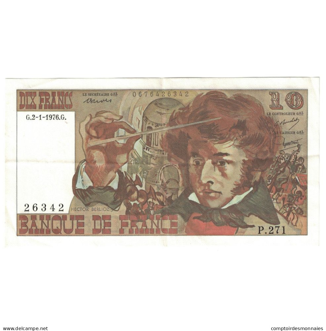 France, 10 Francs, Berlioz, 1976, P.271, SPL, Fayette:63.16, KM:150c - 10 F 1972-1978 ''Berlioz''