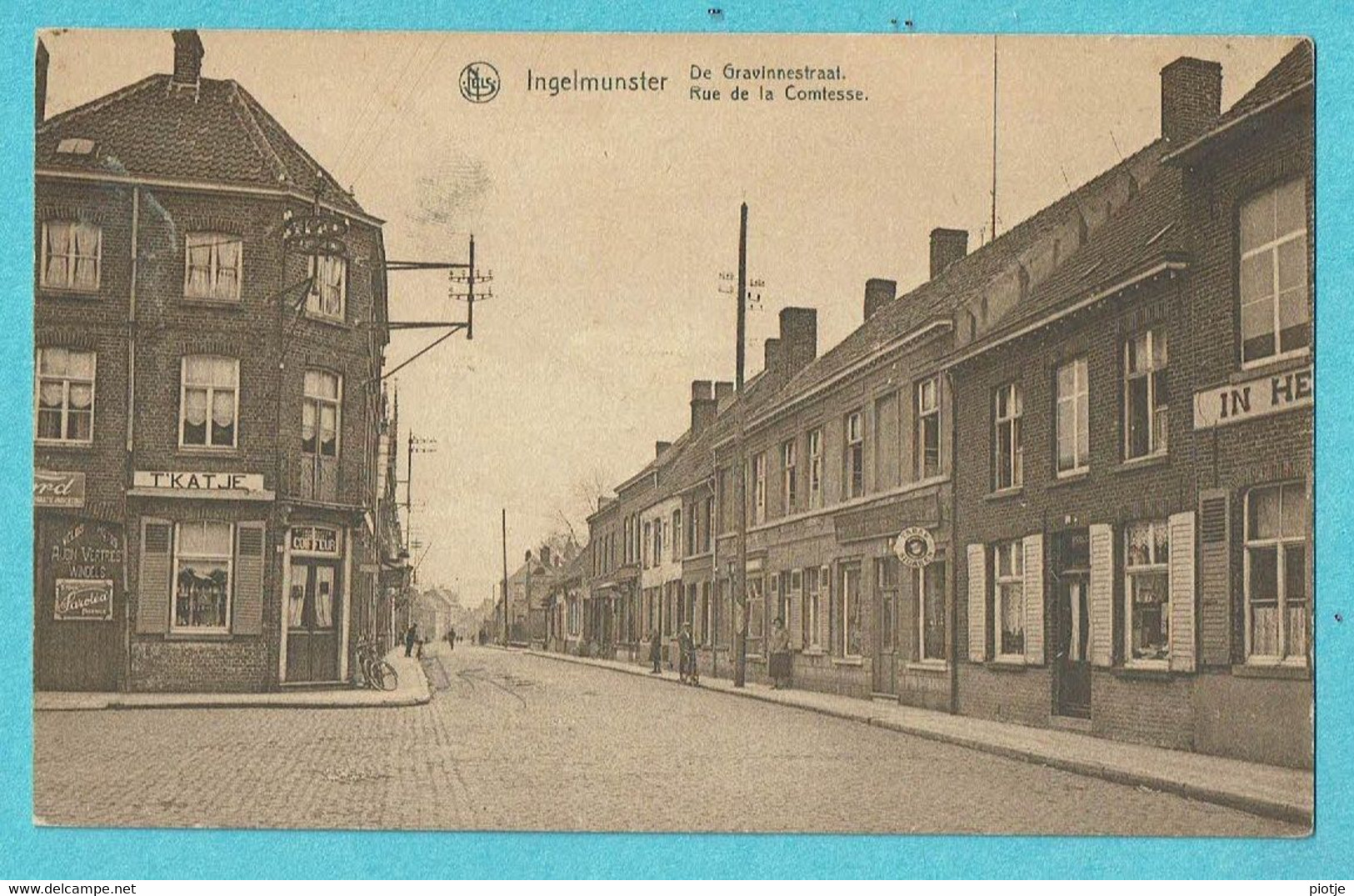 * Ingelmunster (West Vlaanderen) * (Nels, Photo Lijneel) De Gravinnestraat, Rue De La Comtesse, Café 'T Katje, Coiffeur - Ingelmunster