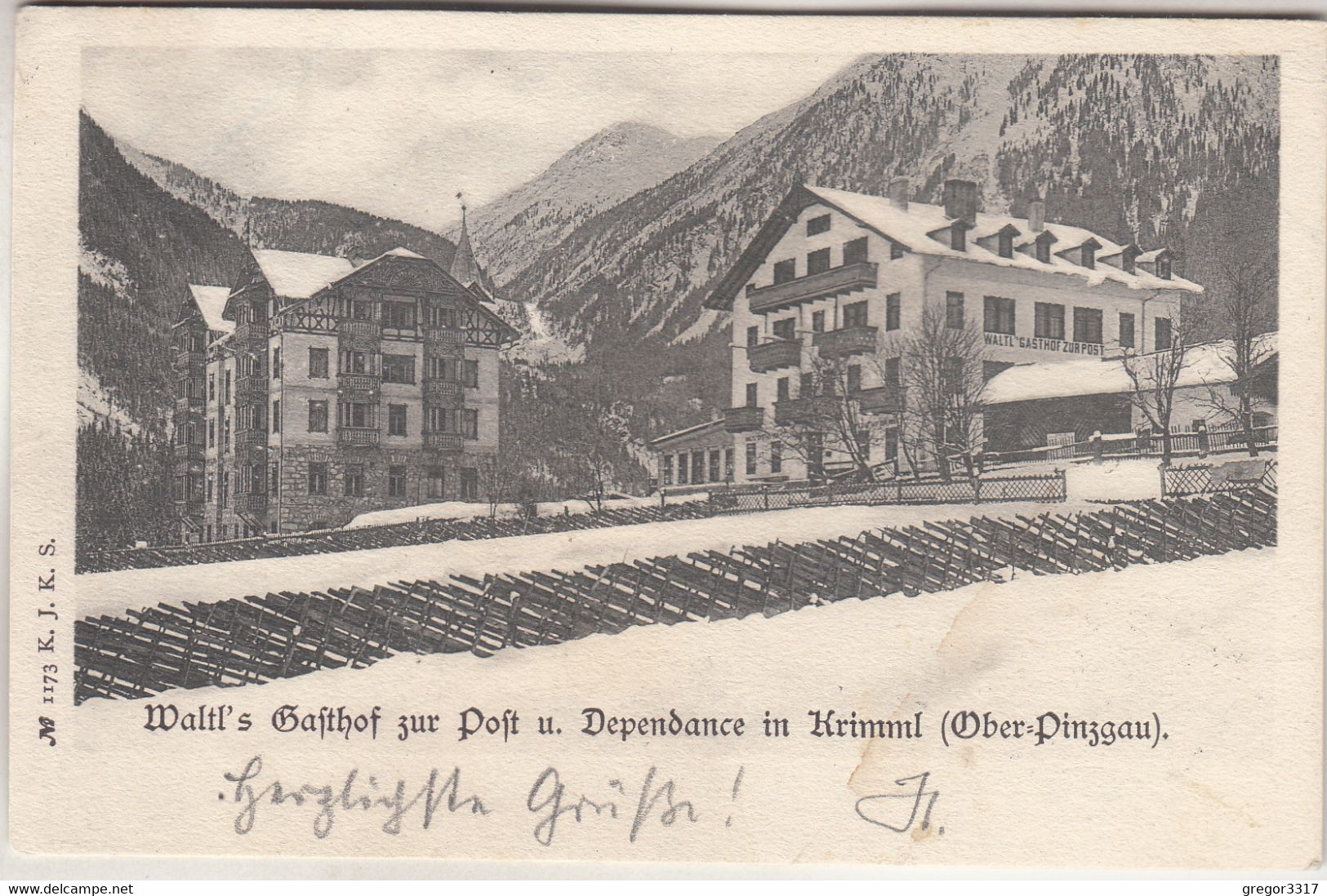 C5906) Waltl`s GASTHOF Zur POST U. Dependance In KRIMML - Ober Pinzgau - Stark Verschneit 1902 - Krimml