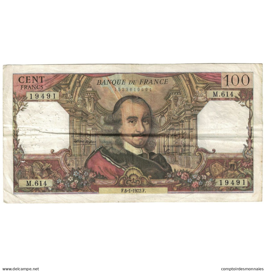 France, 100 Francs, Corneille, 1972, M.614, TB+, Fayette:65.38, KM:149d - 100 F 1964-1979 ''Corneille''