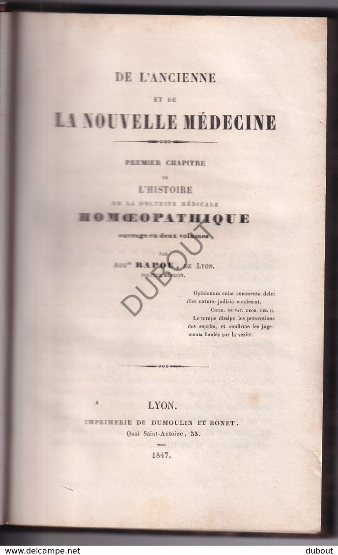 Homéopathie - A.Rapou- 5 Livres Reliés - 1836-1847  (S298) - Antique