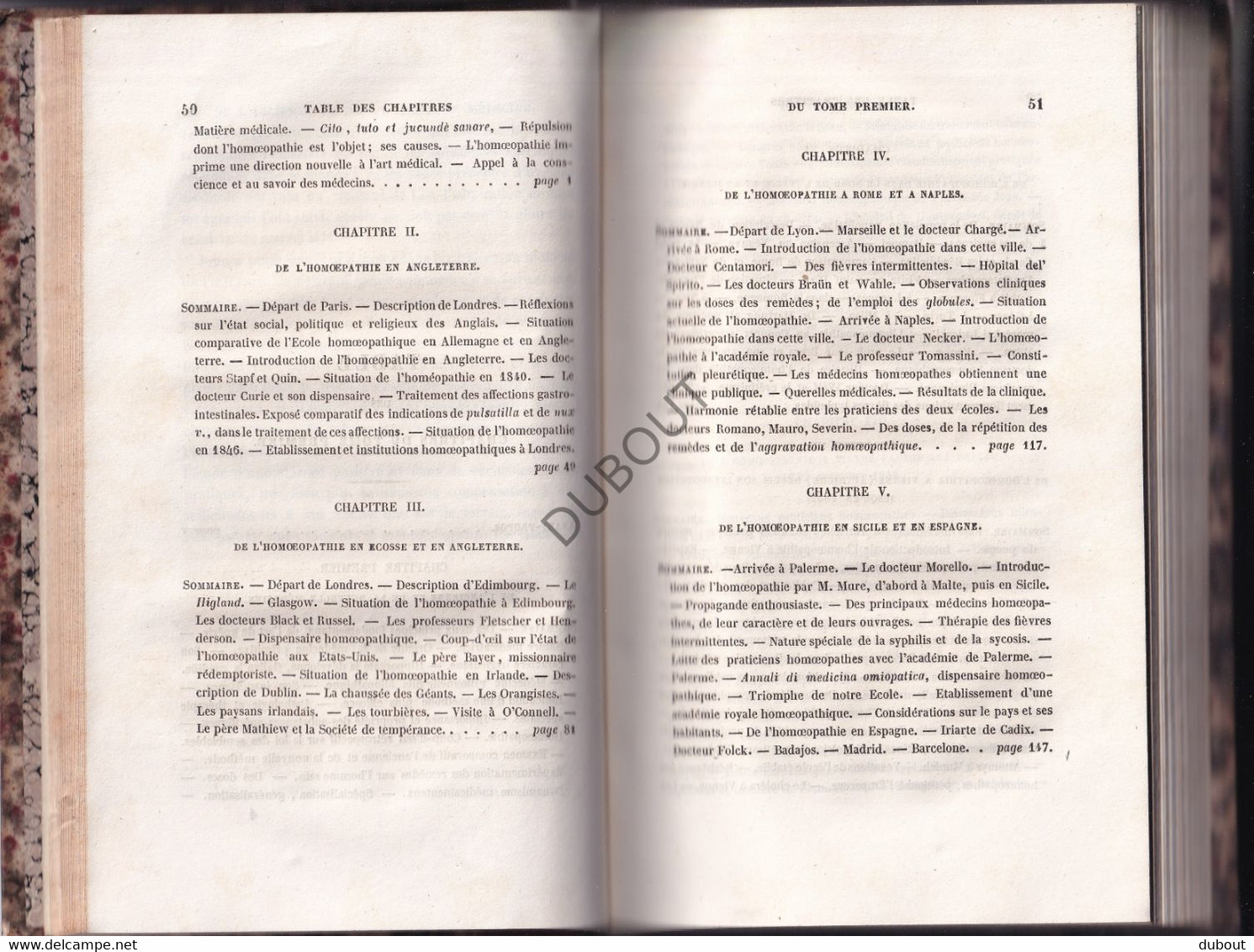 Homéopathie - A.Rapou- 5 Livres Reliés - 1836-1847  (S298) - Antique