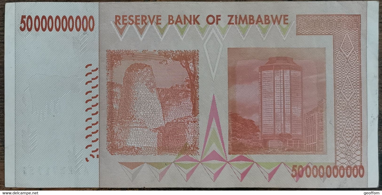 Billet 50.000.000.000 Dollars ZIMBABWE 2008 - 50000000000 - 50 Milliards - Zimbabwe