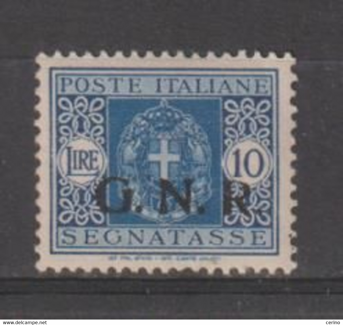 R.S.I.:  1944  TASSE  G.N.R. -  £. 10  AZZURRO  N. -  SASS. 58 - Segnatasse