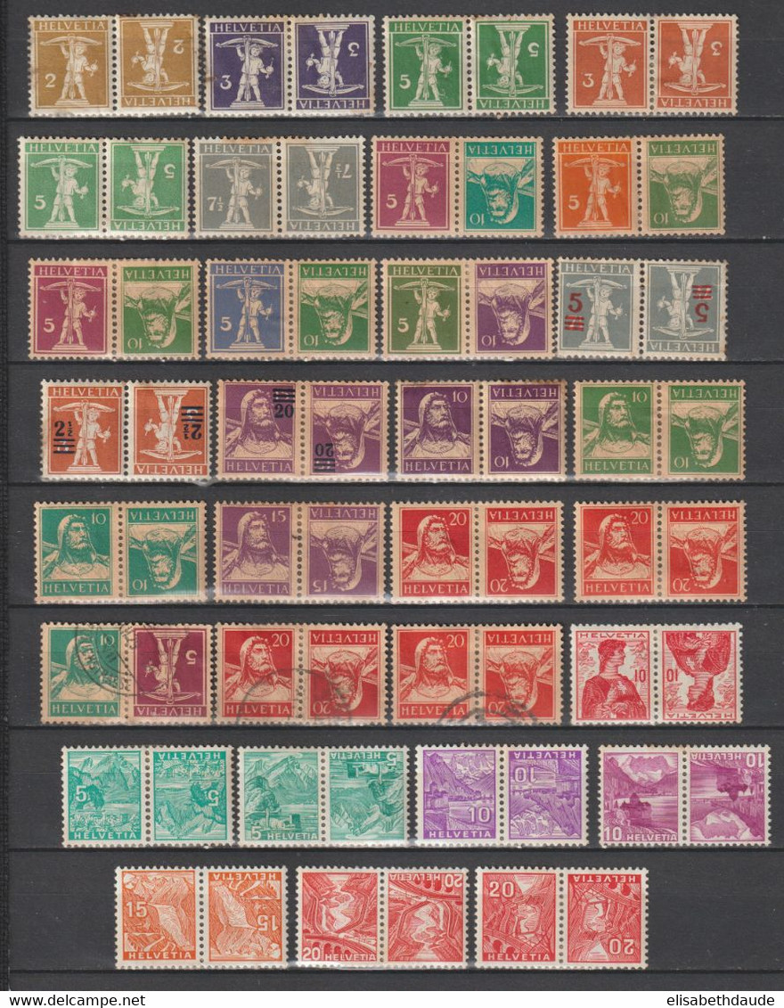 SUISSE - 1909/.. - PETITE COLLECTION * MH / OBLITERES De 30 TIMBRES PAIRE TETE-BECHE ! - Se-Tenant