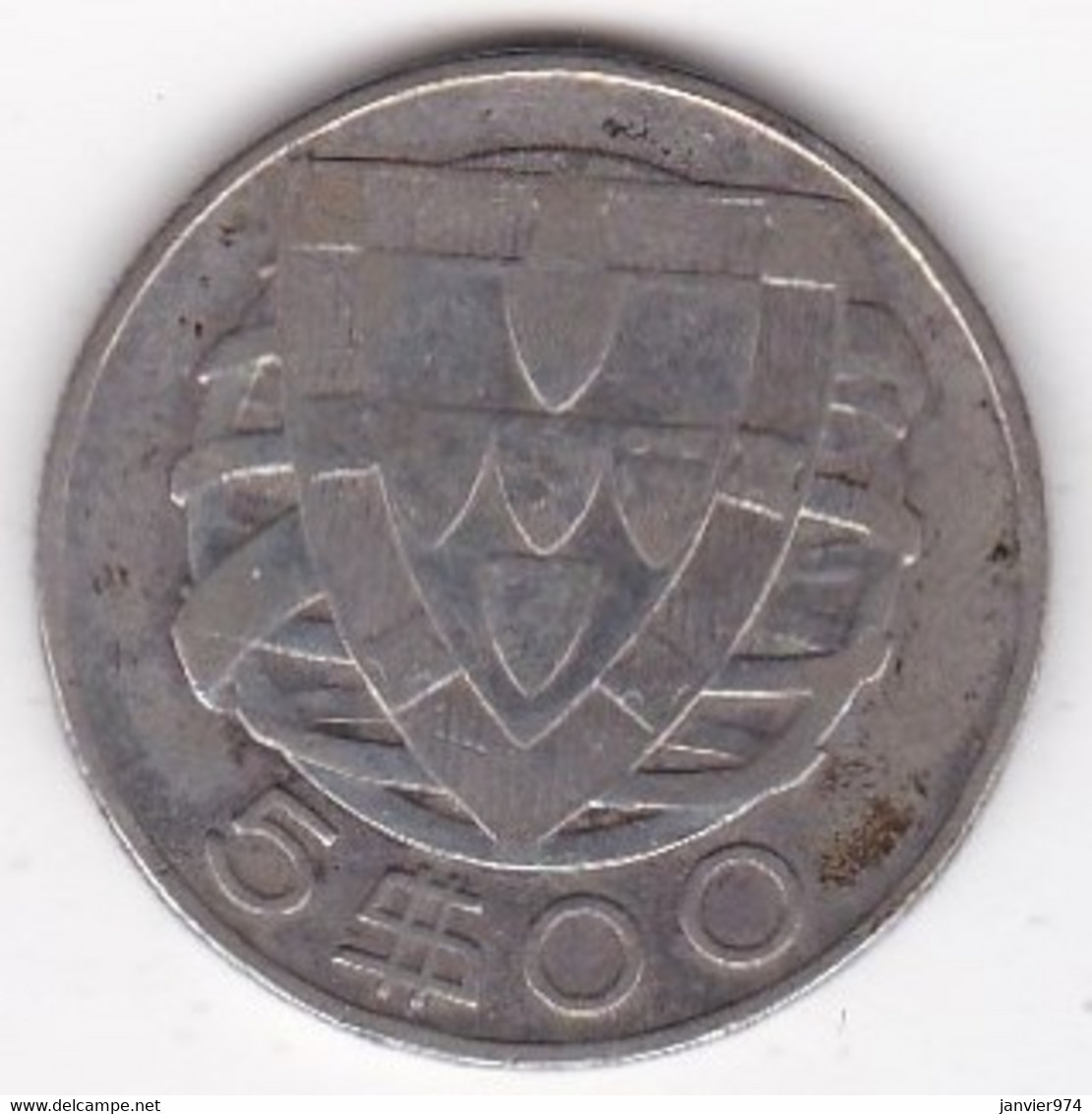 Portugal . 5 Escudos 1942 ,en Argent, KM# 581 - Portugal