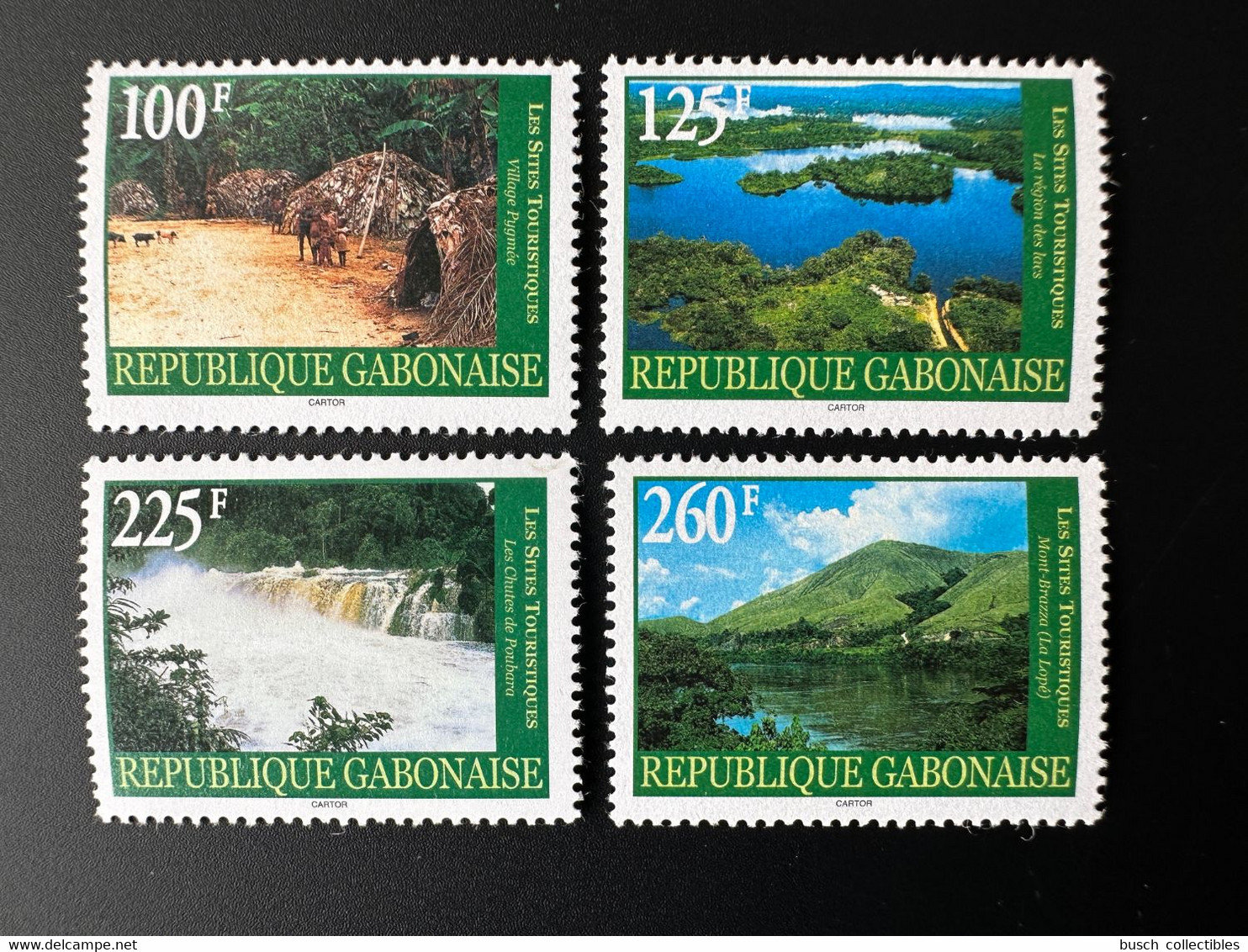 Gabon Gabun 2000 Mi. 1500 - 1503 Les Sites Touristiques Tourism Tourisme Tourismus Village Pygmée Lacs Mont-Brazza - Gabun (1960-...)