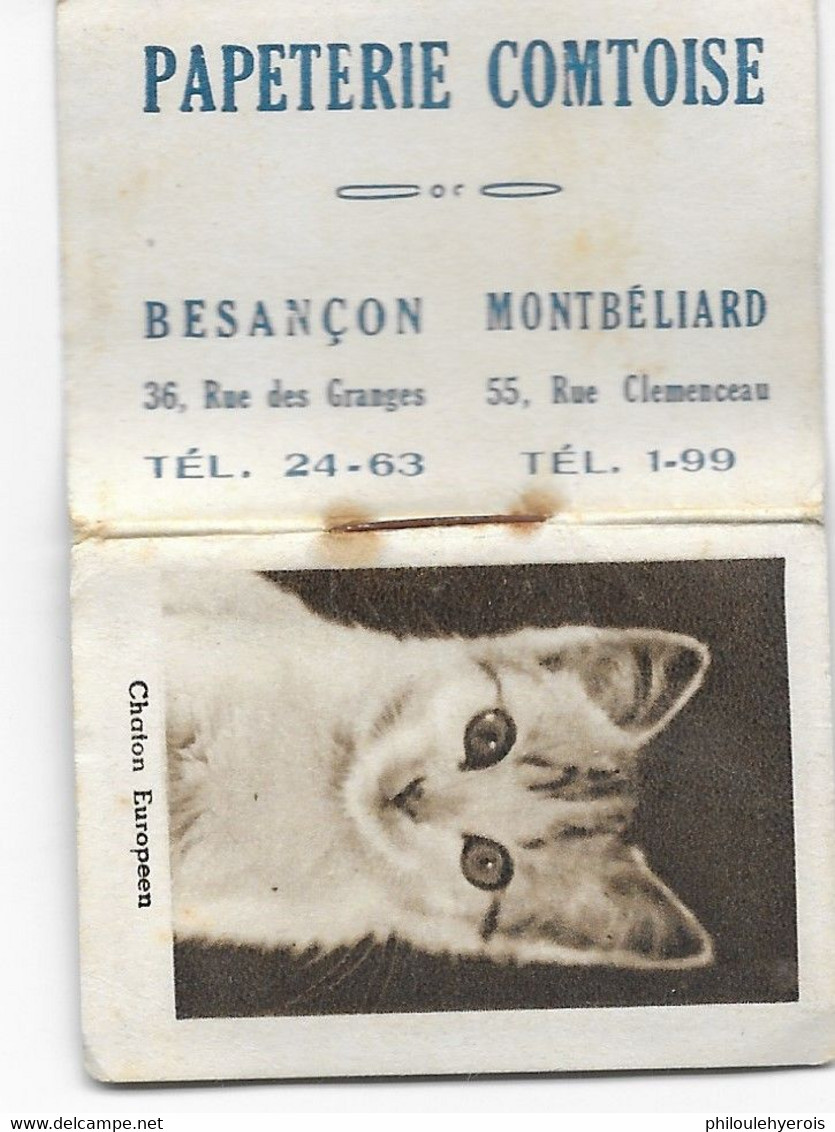 PETIT ALMANACH 1953 4cm X 5,5cm Pub Papeterie Comtoise BESANCON Et MONTBELIARD 5 Scans - Tamaño Pequeño : 1941-60