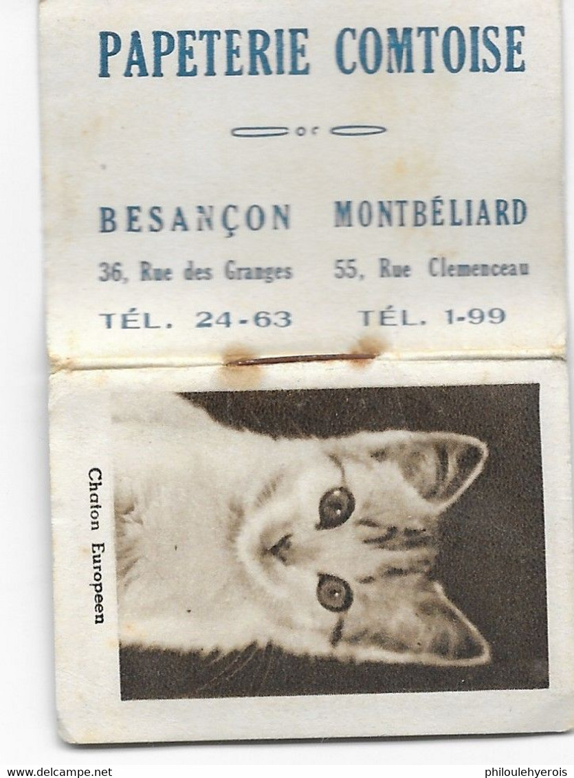 PETIT ALMANACH 1953 4cm X 5,5cm Pub Papeterie Comtoise BESANCON Et MONTBELIARD 5 Scans - Kleinformat : 1941-60