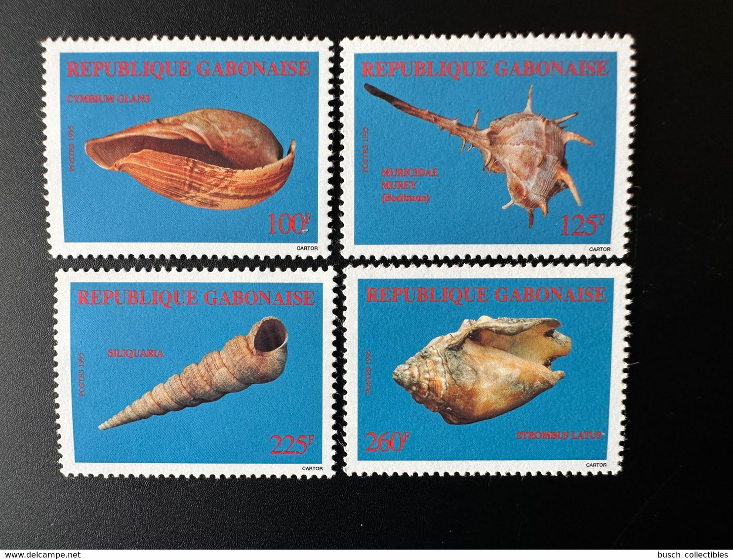 Gabon Gabun 1995 Mi. 1192 - 1195 Coquillages Shells Crustacés Crustaceans RARE ! - Coneshells