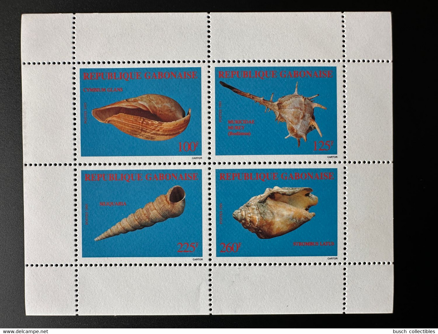 Gabon Gabun 1995 Mi. Bl. 78 Coquillages Shells Crustacés Crustaceans RARE ! - Coneshells