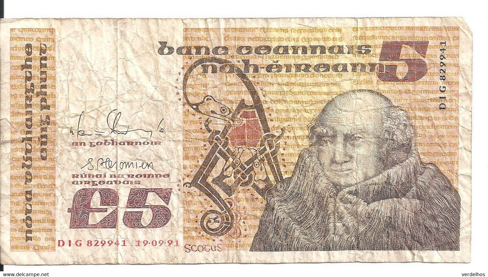 IRELANDE 5 POUNDS 1991 VG++ P 71 E - Irlande