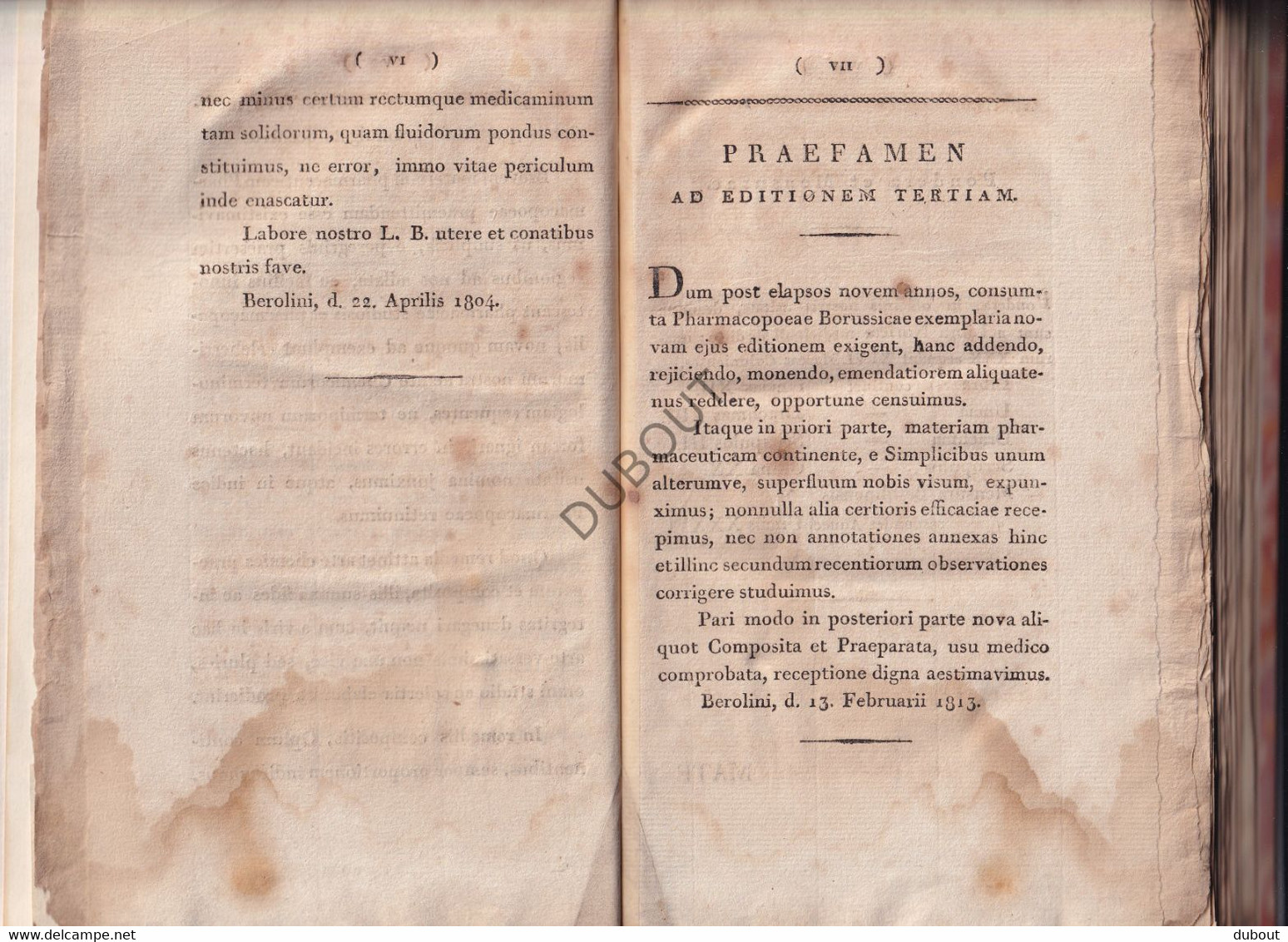 Pharmacopee: Pharmacopoea Borussica - Editio Tertia - 1813 - Berlin  (S299) - Anciens