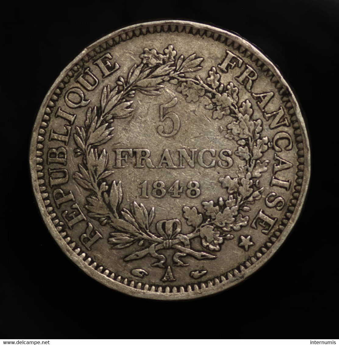France, Hercule, 5 Francs, 1848 - A, Paris, Argent (Silver), TTB (EF), KM#756.1, G.683, F.326/1 - 5 Francs