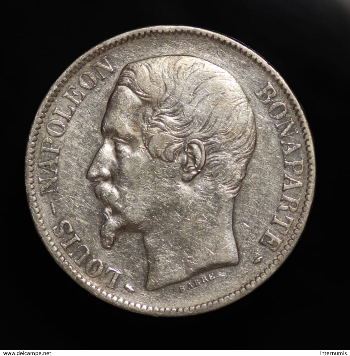 France, Louis-Napoleon Bonaparte, 5 Francs, 1852 - A, Paris, Argent (Silver), TTB (EF), KM#773.1, G.726, F.329/1 - 5 Francs