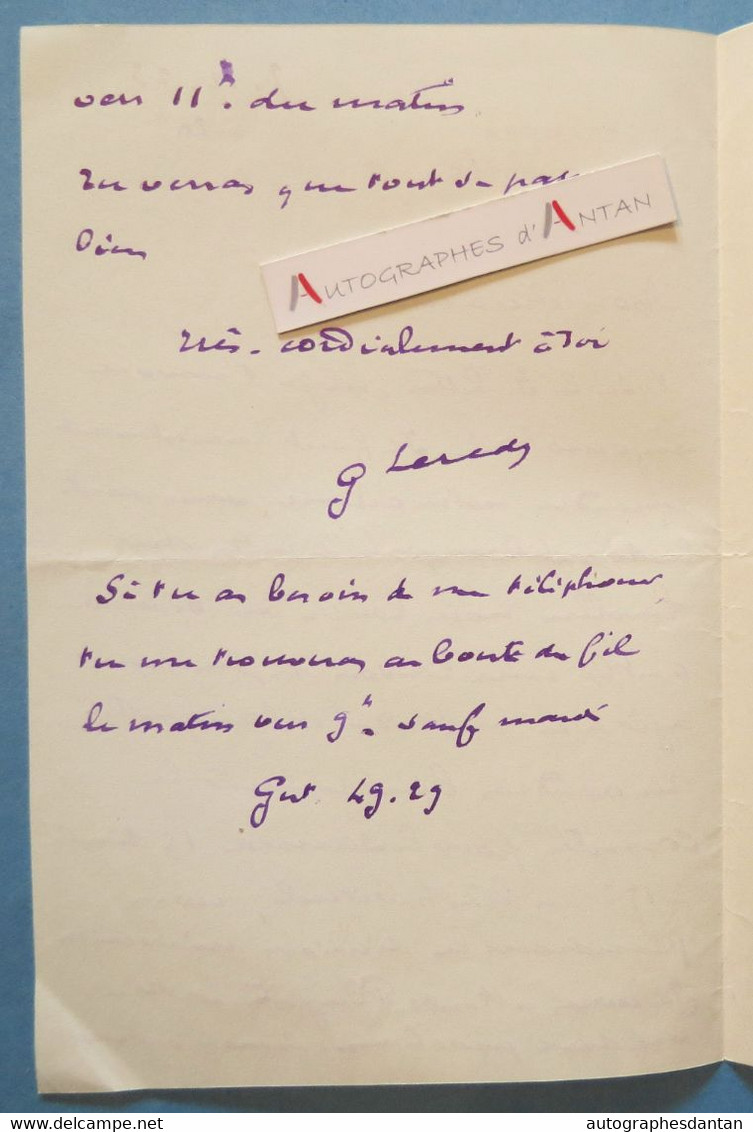 ● L.A.S 1923 Georges LEREDU - Chambre Des Députés - Départ Lavallée - Pluyette - Lettre Autographe - Né à Metz - Politicians  & Military