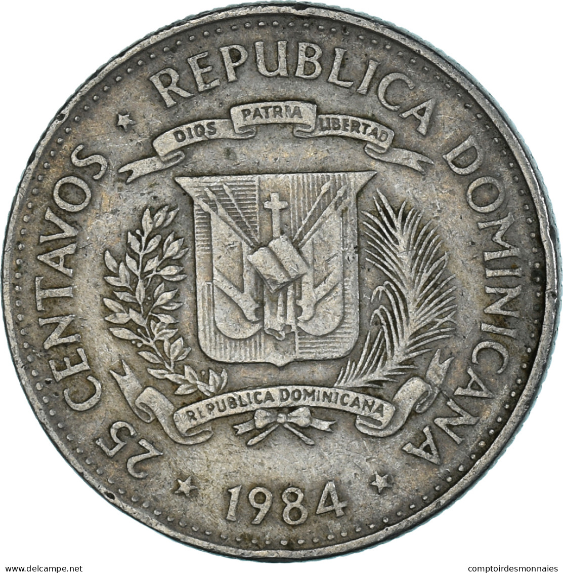 Monnaie, République Dominicaine, 25 Centavos, 1984 - Dominicaine