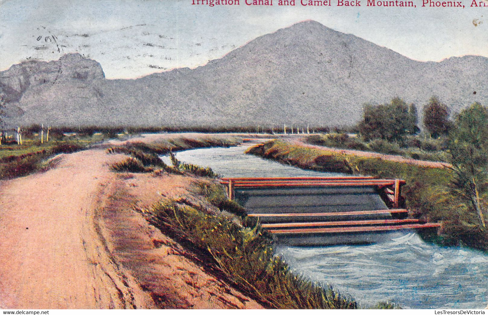 USA - ARIZONA - Phoenix - Irrigation Canal And Camel Back Mountain - Carte Postale Ancienne - Phoenix