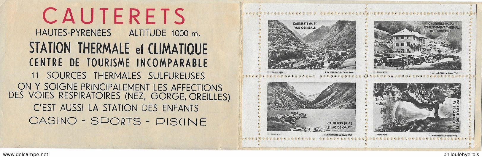 CAUTERETS Carnet De 4 Vignettes Du Syndicat D'initiative ( érinnophilie ) - Tourism (Labels)