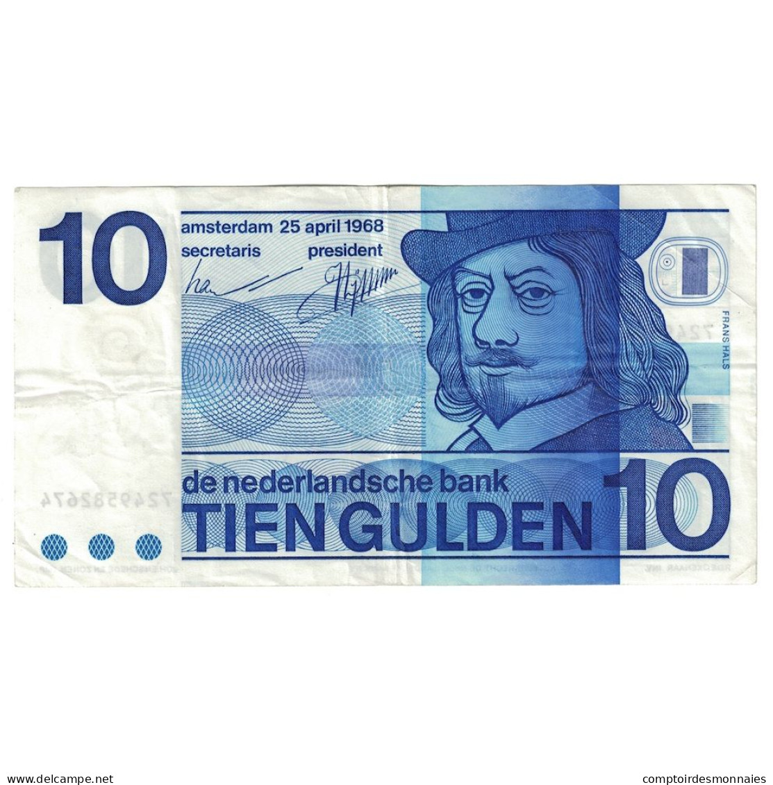 Billet, Pays-Bas, 10 Gulden, 1968, KM:91b, TTB - 10 Florín Holandés (gulden)