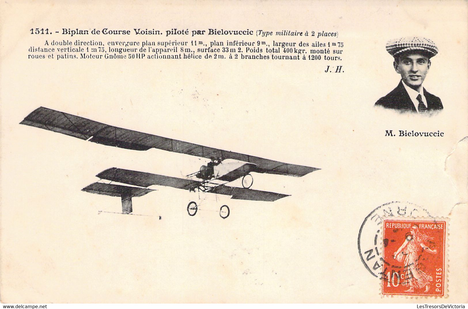 AVIATION - Aviateur - M BIELOVUCCIC - Biplan De Course Voisin - Carte Postale Ancienne - Airmen, Fliers
