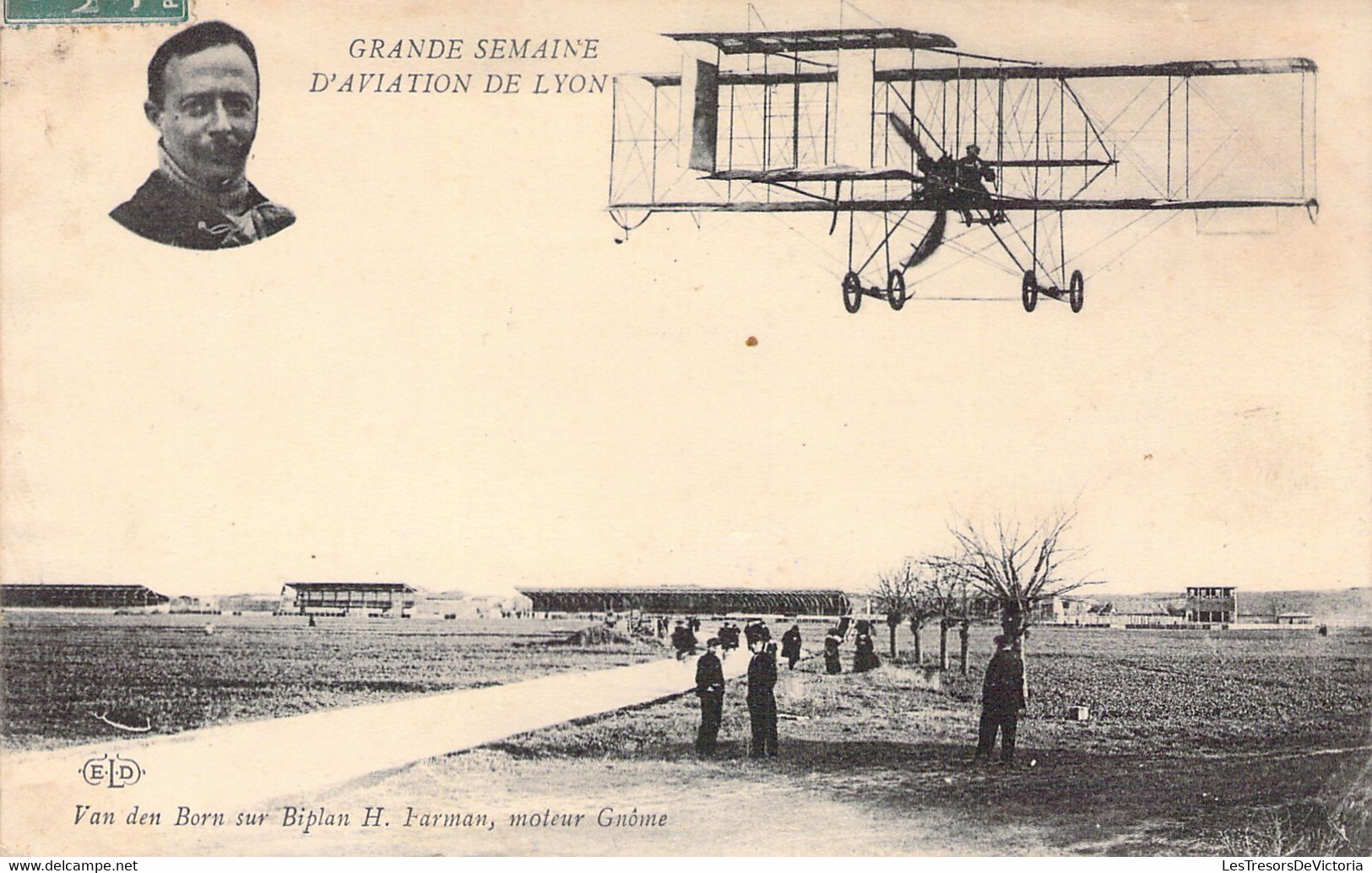 AVIATION - Aviateur - VAN DER BORN Sur Biplan Farman Moteur Gnome - Carte Postale Ancienne - Aviateurs