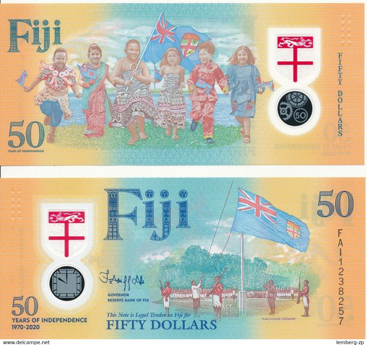 Fiji - 50 Dollars 2020 UNC Polymer Lemberg-Zp - Fiji