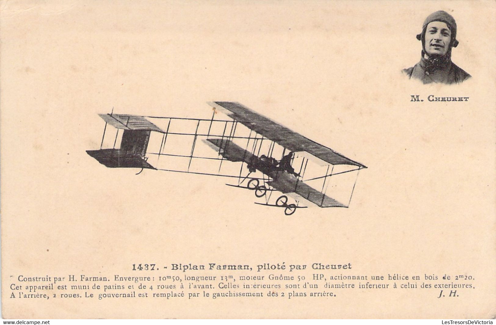 AVIATION - Aviateur - CHEURET Pilote Biplan Farman - Carte Postale Ancienne - Aviateurs