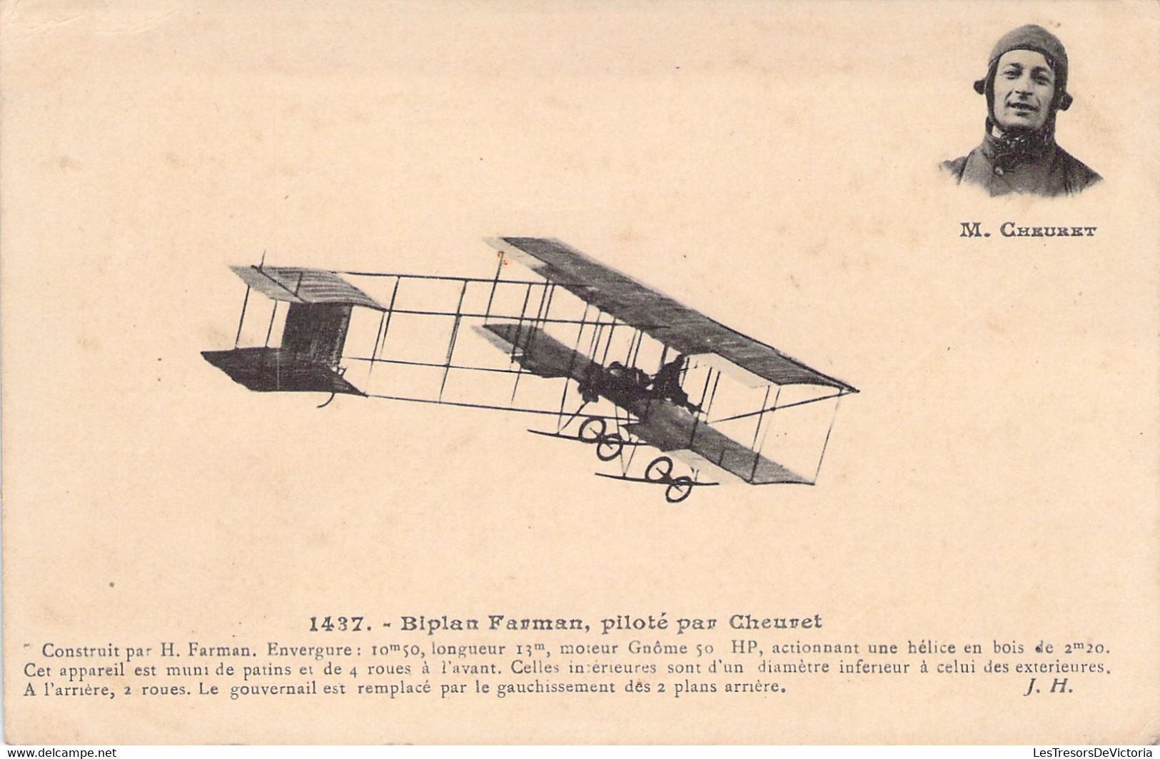 AVIATION - Aviateur - CHEURET Pilote Biplan Farman - Carte Postale Ancienne - Aviatori