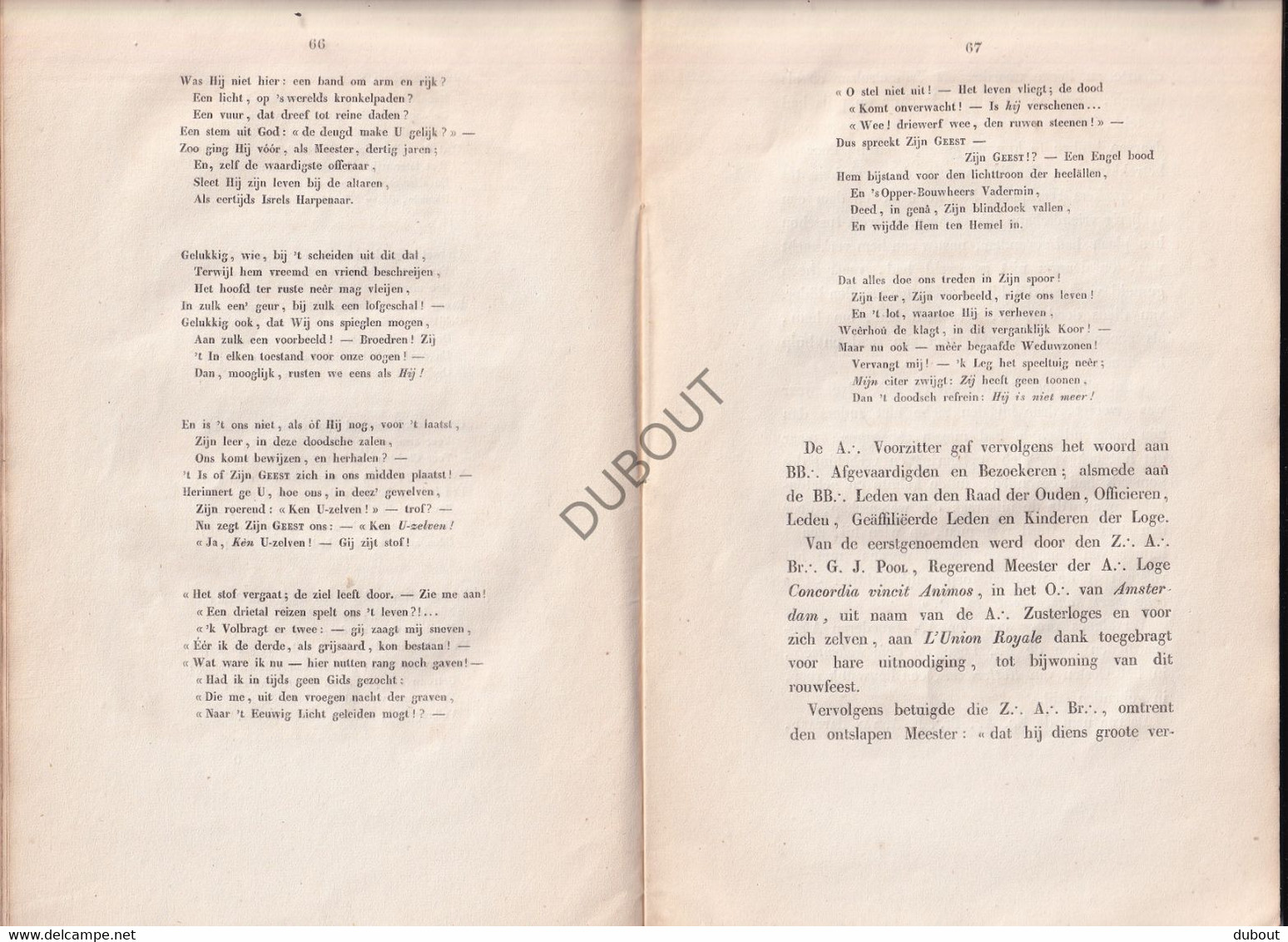 Vrijmetselarij/Franc-Maçonnerie -'s Gravenhage- Rouw Loge L'Union Royale - Nagedachtenis Verwey Mejan - 1850 (V2294) - Vecchi