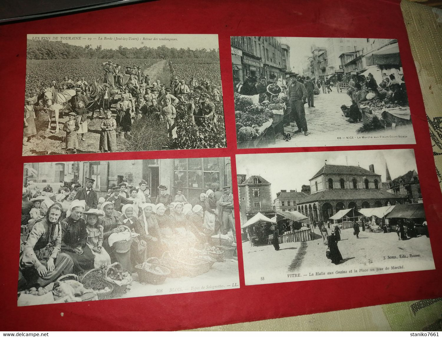 4 Carte Postale Vin De Touraine Blois Nice Marché Au Fleurs Vitre La Halle Aux Grains - Kermissen