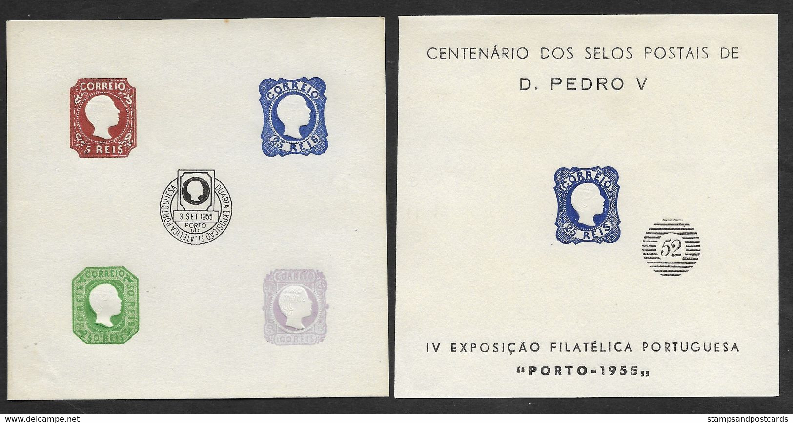 Portugal Vignette 1953 Centenaire Timbres D. Pedro V Vignettes Relief D. Pedro V Stamps Centennial Embossed Cinderella - Nuevos