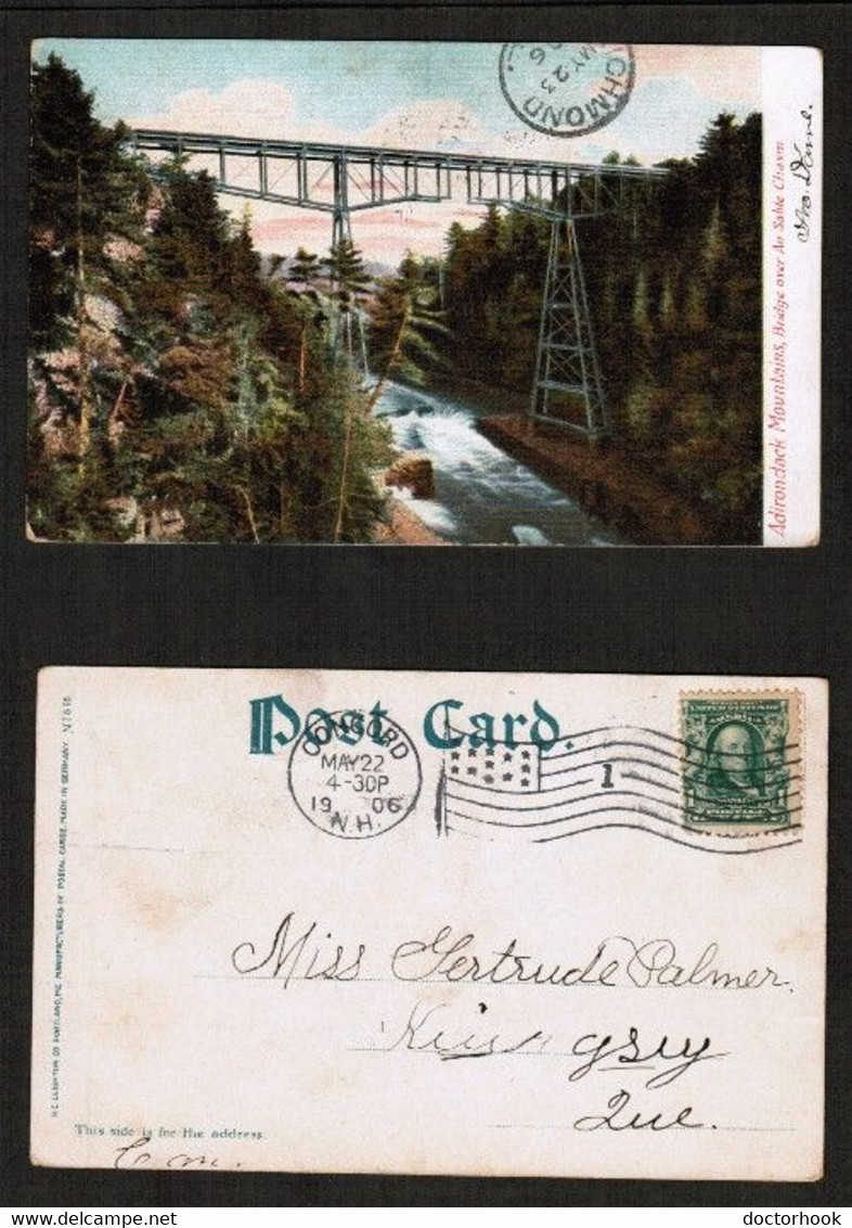 U.S.A.  1906 ADIRONDACK MOUNTAIN BRIDGE Over AUSABLE CHASM N.Y. USED POSTCARD (PC-170) - Adirondack