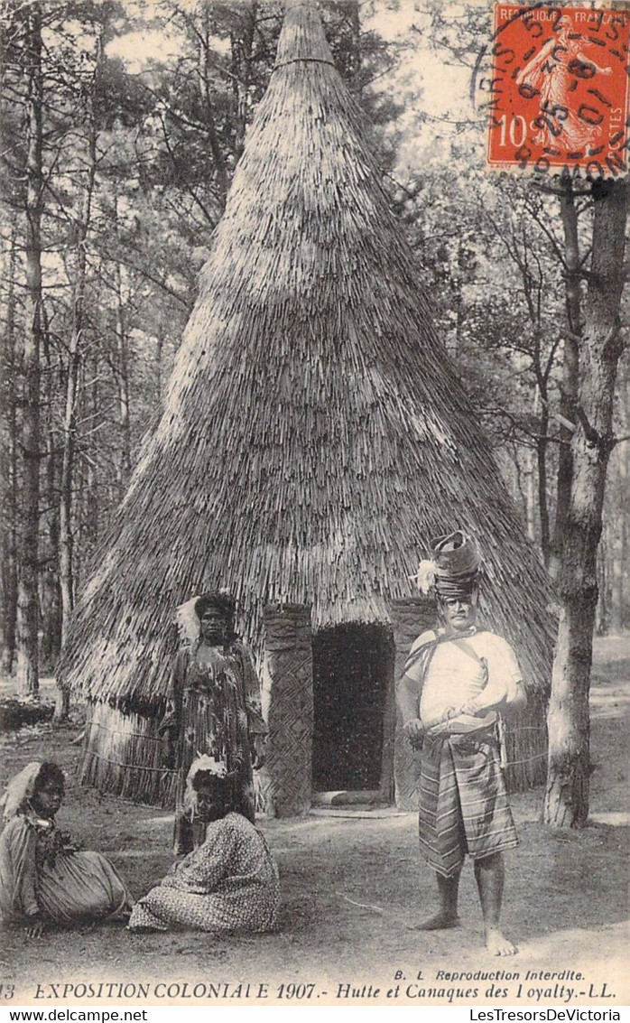 Nouvelle Calédonie - Exposition Coloniale 1907 - Hutte Et Canaques De Loyalty - L.L. - Carte Postale Ancienne - New Caledonia