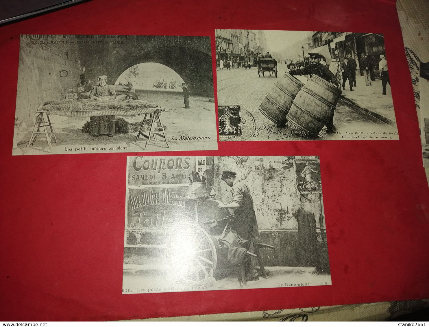 3 Carte Postale Les Petits Métiers Parisiens La Matelassière Le Marchand De Tonneaux Le Rémouleur - Ambachten