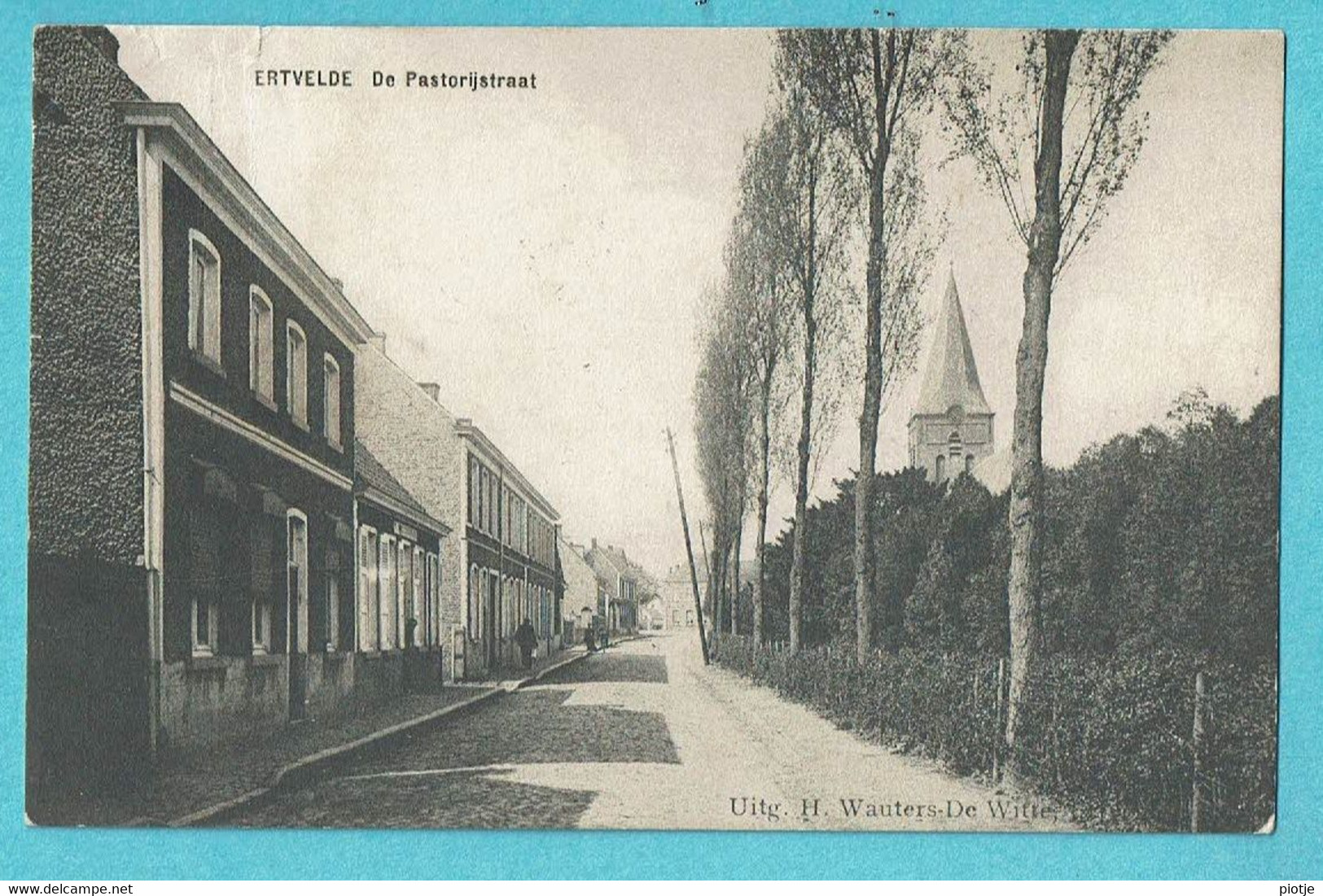 * Ertvelde (Evergem - Oost Vlaanderen) * (Uitg H. Wauters - De Witte) De Pastorijstraat, église, Unique, Old, Rare - Evergem