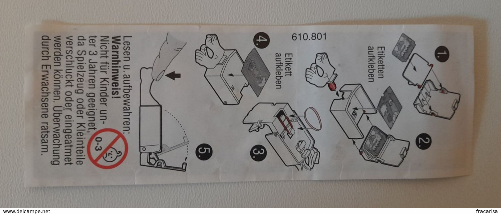 KINDER SURPRISE 2002 Deutch :           BPZ : 610.801 - Instrucciones