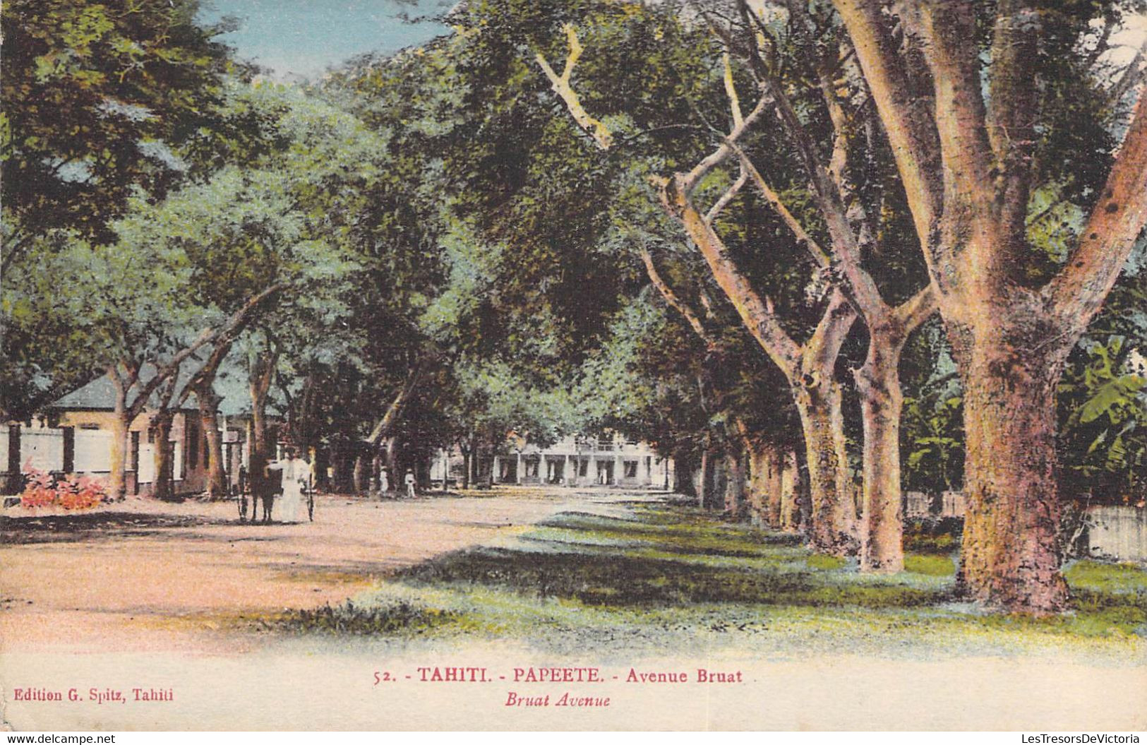 Tahiti - Papeete - Avenue Bruat - Edit. G. Spitz - Colorisé - Animé  - Carte Postale Ancienne - Tahiti